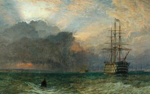 Man O'War and a Stormy Sunset (The Guardship), 1875